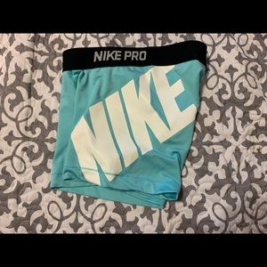 Nike Pro Light Blue Spandex Shorts